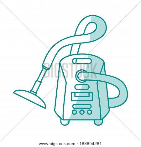 Flat line monocromatic vacuum cleaner over white background. Vector illustration.