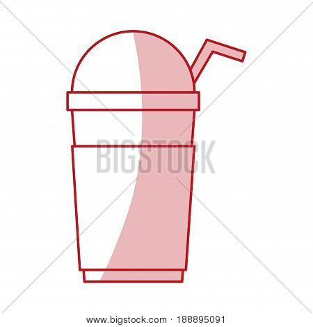 Flat line monocromatic milkshake over white background. Vector illustration.
