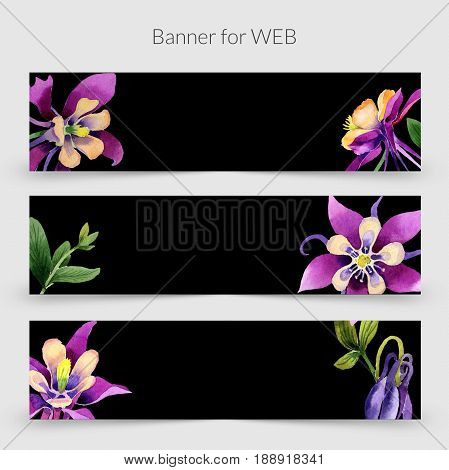 Wildflower orhid promo sale banner template in a watercolor style isolated. Aquarelle wildflower orhid promo sale banner template for background, texture, wrapper pattern, frame or border.