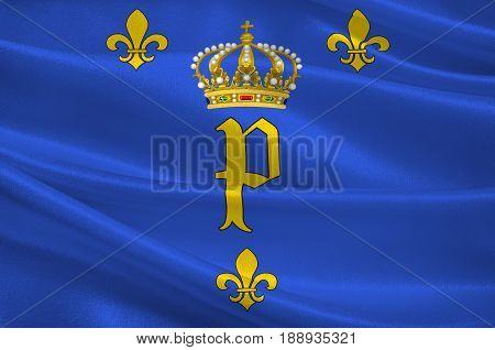 Flag of Peronne is a commune of the Somme department in Hauts-de-France in northern France. 3d illustration