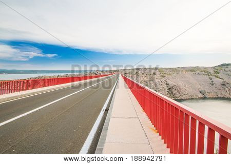 The Maslenica Bridge in Dalmatia, Croatia, evening time