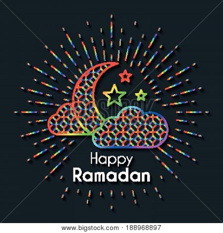 Rainbow Greeting Card For Celebration Of Holy Month Ramadan Kareem