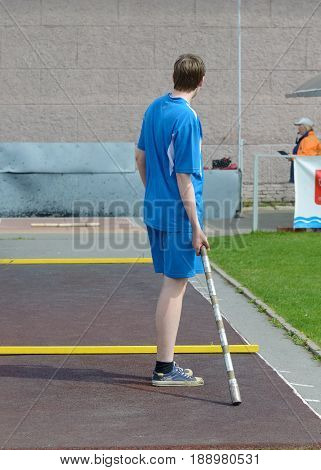 21.05.2017.Russia.Saint-Petersburg.Gorodki - a Russian folk sports game. In this game you need specific distances to smash figures made in different ways from five wooden cylinders.