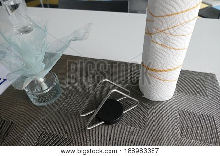 Table With White Cloth And Decoration