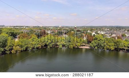 Germany Dusseldorf Benrath Castle Pond Aerial Drone View