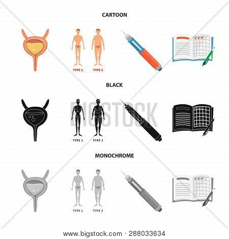 Isolated Object Of Diet And Treatment  Icon. Set Of Diet And Medicine Vector Icon For Stock.