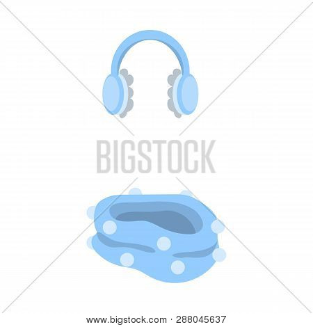 Vector Design Of Earmuff And Scarf Icon. Collection Of Earmuff And Blue  Stock Symbol For Web.