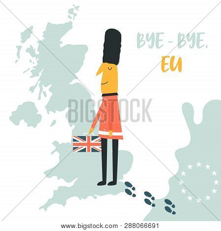 Beefeater Leaving The Eu And Returning To Uk. Brexit Politic And Economic Concept