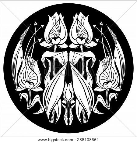 Vector Tulip Ornament. Decorative Ornament Withe Flower