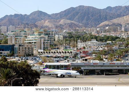 Eilat, Israel - March 03, 2019: Aircraft Company Arkia At The Airport Of Eilat In The City Center