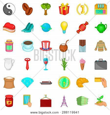 Bean Icons Set. Cartoon Style Of 36 Bean Icons For Web Isolated On White Background