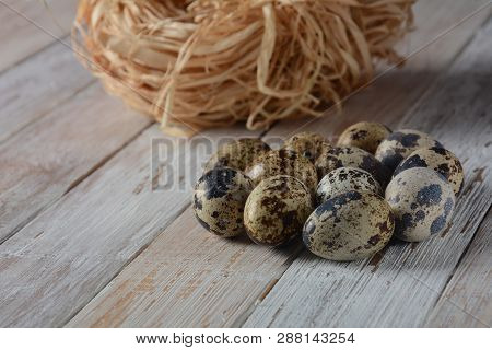 Quail Eggs On White Background , Healthy And Diet Food, Protein Concept. Quail Eggs Isolated. Small 