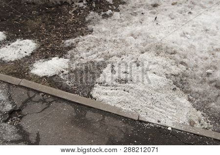 Deicing Chemicals Near Asphalt Road In Moscow