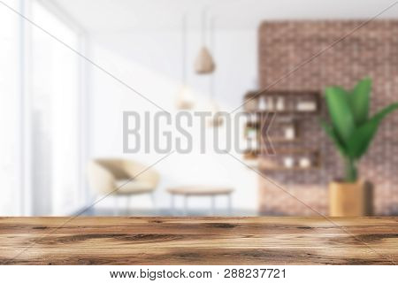 White And Brick Living Room, Armchair Blur