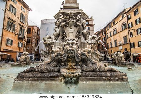 Rome, Italy - November, 2018: Fontana Del Moro In Piazza Navona In Rome