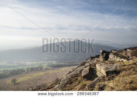 Beautiful Landscape Image Of The Peak District In England Viewed From Bamford Edge With Lose Hill An