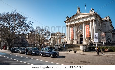 London, Uk - 27 February 2019: The Facade To The Tate Britain Museum And Gallery On Millbank, Westmi
