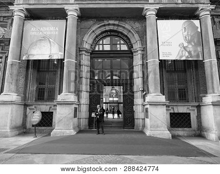 Egyptian Museum (museo Egizio) In Turin In Black And White