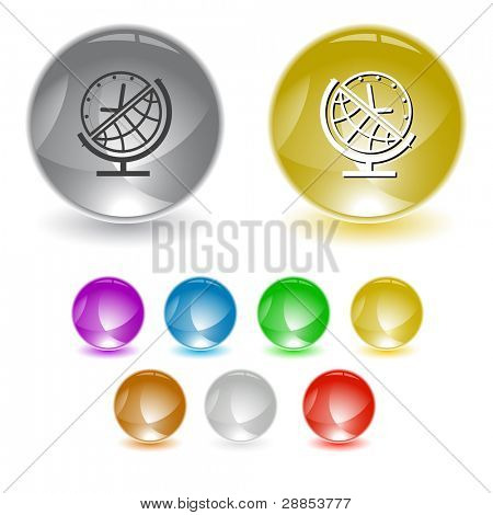 Globe et horloge. Élément d'interface raster. Version vectorielle est en portefeuille.