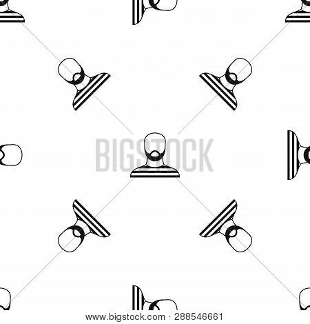 Bearded Man In Prison Garb Pattern Repeat Seamless In Black Color For Any Design. Geometric Illustra