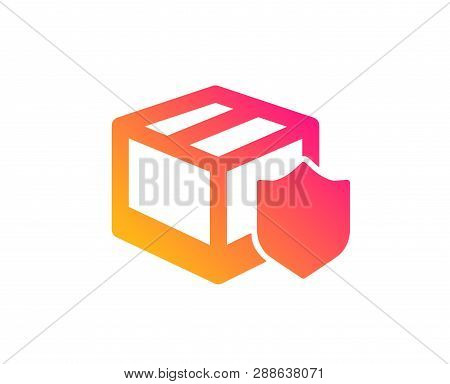 Delivery Insurance Icon. Parcels Tracking Sign. Shipping Box Symbol. Classic Flat Style. Gradient De