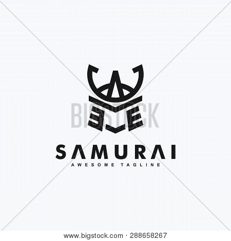 Abstract Samurai Art Concept Illustration Vector Design Template. Suitable For Creative Industry, Mu