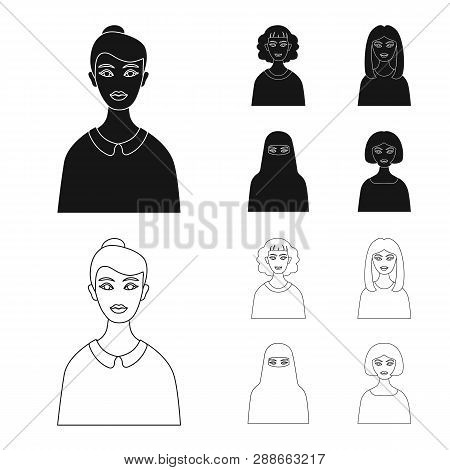 Vector Design Of Hairstyle And Profession  Icon. Set Of Hairstyle And Character  Vector Icon For Sto