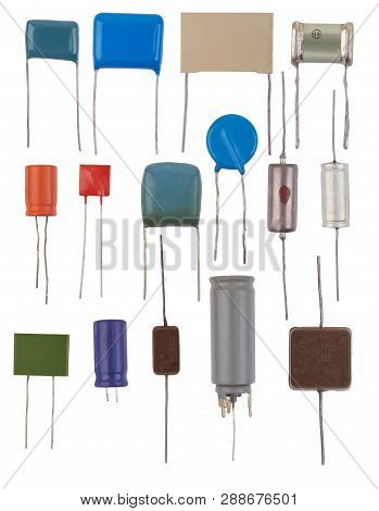 Capacitors Types Isolated On A White Background