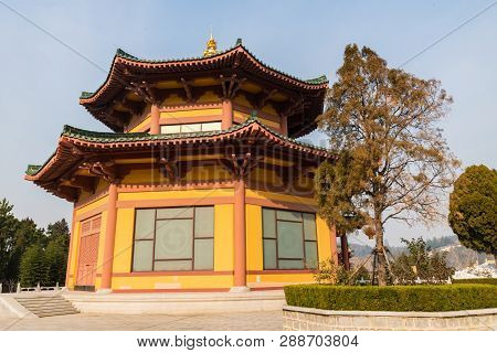 Longkou,yantai,shandong,china - December 19 2018 : The Complex Of Nanshan Temple Of Longkou One Of T