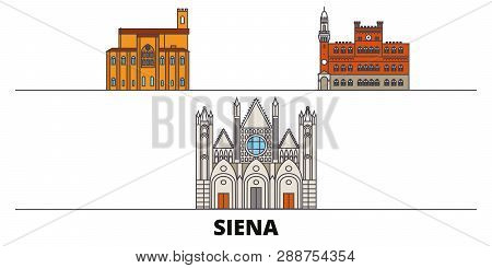 Italy, Siena Flat Landmarks Vector Illustration. Italy, Siena Line City With Famous Travel Sights, S