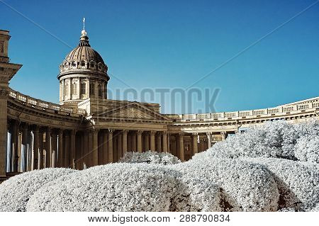 Infrared Photo Taken By A Special Modified Camera With Infrared Filter. The Kazan Cathedral, Saint-p