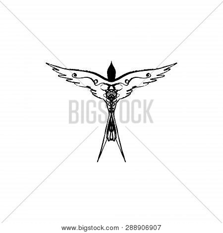Swallow Contour Minimalistic Symbol, Stylized Bird, Tattoo