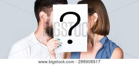 Anonymous, Man And Woman Question. Kiss Couple, Incognita. Problems And Solutions. Couple In Quarrel