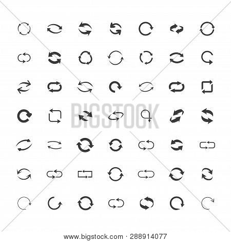Repeat Icons Set. Set Of 49 Refresh Filled Icons Such As Reload, Update, Reload, Replay, Loading Arr