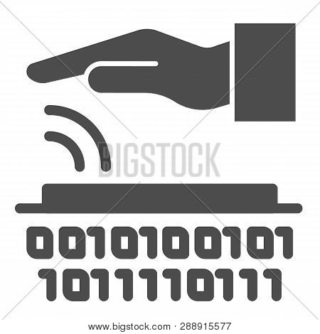 Palm Recognition Solid Icon. Verification Palmprint System Vector Illustration Isolated On White. Id