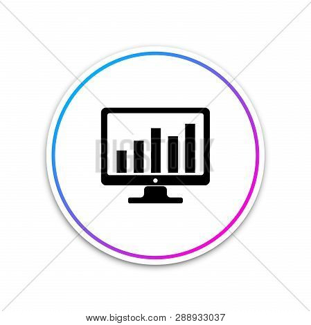 Computer Screen With Financial Charts And Graphs Icon Isolated On White Background. Chart Bars And F