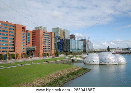 Rotterdam city with office building blocks