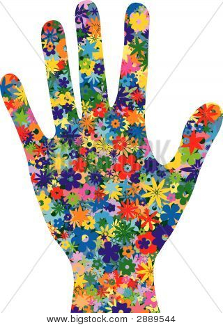 다채로운 꽃으로 채워진 손