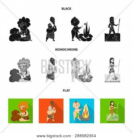 Vector Illustration Of Evolution  And Prehistory Sign. Set Of Evolution  And Development  Vector Ico