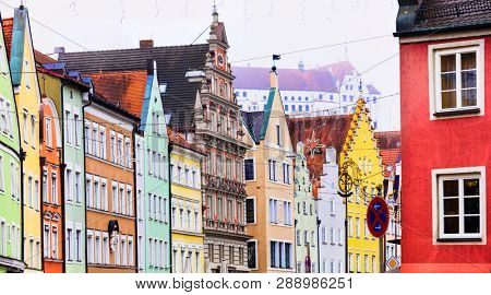 landmarks of Germany- Landshut town in Bavaria.  traditional architecture