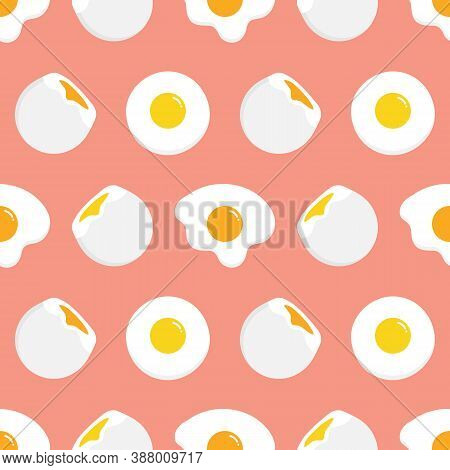 Fried Eggs And Soft-boiled Eggs Vector Seamless Pattern Background For Breakfast Design.