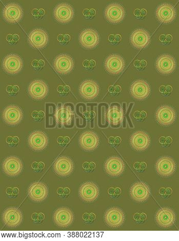 Abstract Jewel Tone Green And Bright Yellow Circle Pattern