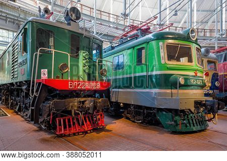 Saint Petersburg, Russia - August 16, 2018: Fragment Of The Exposition Of Electric Locomotives That 