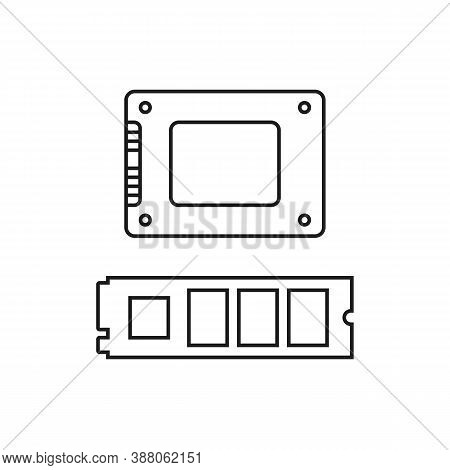 Two Different Thin Line Models Of Ssd. Flat Stroke Style Trend Modern Logotype Graphic Art Design Is