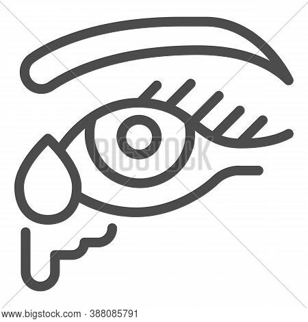 Eye Lacrimation Line Icon, Allergy Symptoms Concept, Excessive Watering Of The Eyes Sign On White Ba