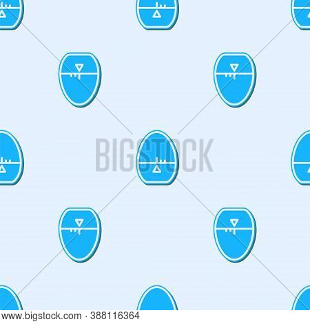 Blue Line Kitchen Timer Icon Isolated Seamless Pattern On Grey Background. Egg Timer. Cooking Utensi