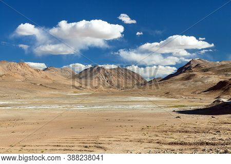 Pamir Highway Or Pamirskij Trakt. Landscape Around Pamir Highway M41 International Road, Pamir Mount
