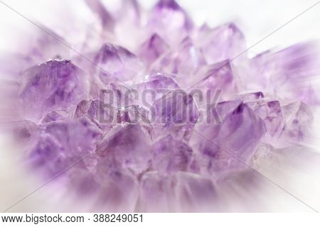 Beautiful Amethyst Crystal  Gemstone Rock With Zoom Burst  Close Up