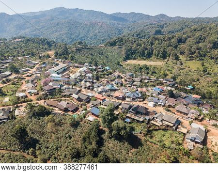 Scenery View Of Ban Pangkhon Village On The Mountains (1,250 - 1,500 Meters Above Sea Level) In Chia