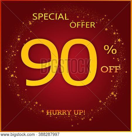 Creative Special Offer Discount Banner With 40% Off Hurry Up Text Design On Blue Red Triangle Label 